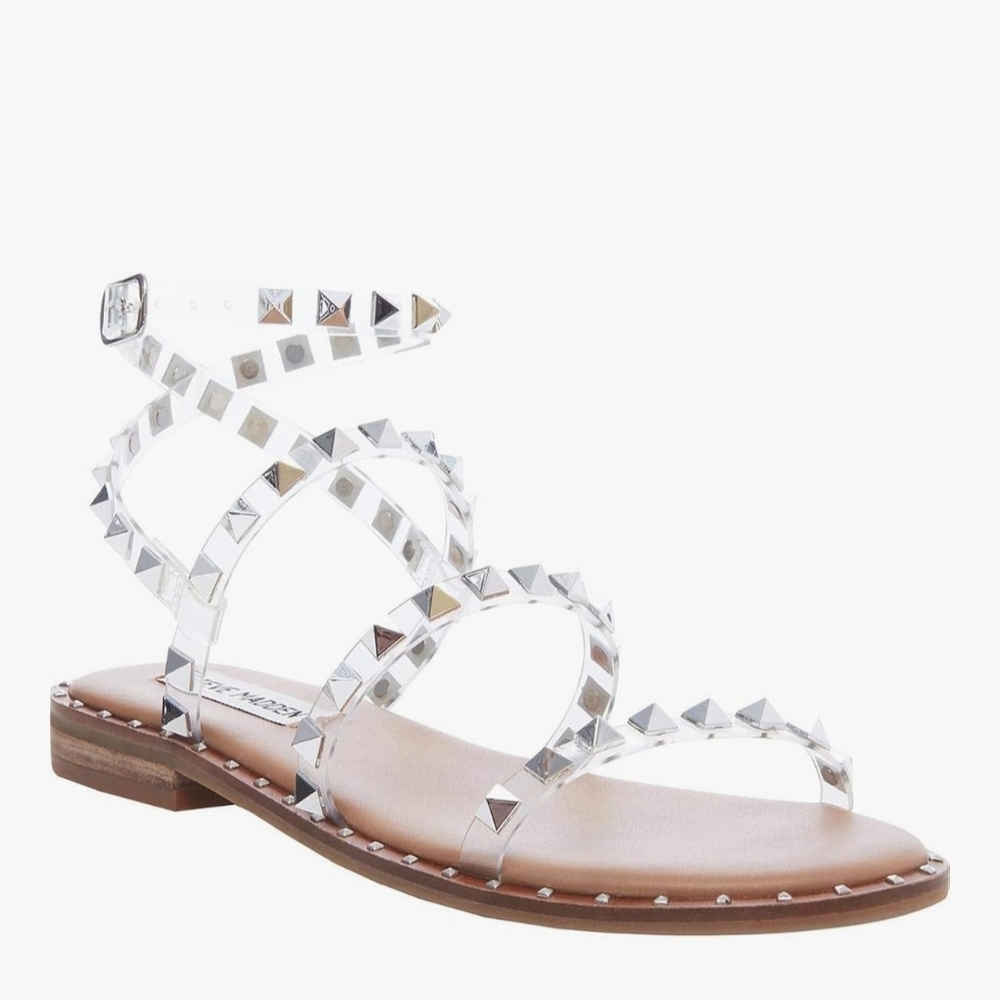STEVE MADDEN Studded Clear Strap Sandals